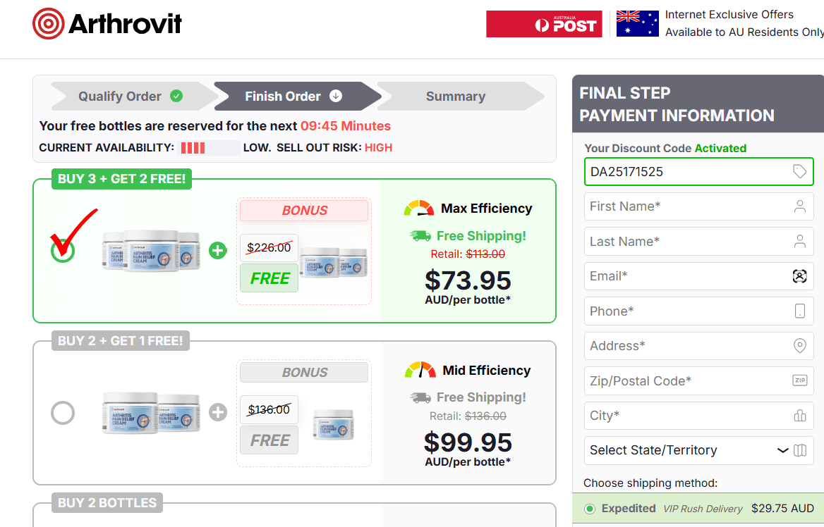 Arthrovit Australia Order Page